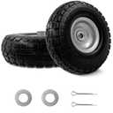 10-Inch 4.10/3.50-4 Tire and Wheel Flat Free, Heavy Duty Solid Replacement Tire with 5/8" Bearings, for Wheelbarrows Hand Trucks Dollies Trolleys Generators, (2-Pack) (Gray)