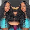 Glueless Wigs Human Hair Pre Plucked Pre Cut Reay to Wear and Go 100% Raw Human Hair Deep Water Wet and Wavy Natural Color (6x6 Glueless Deep Water Wave Wig, 30 Inch)