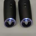 RECHARGEABLE - Gravity Electric Pepper and Salt Grinder Set, Adjustable Coarseness, With LED Light, One Hand Automatic Operation, 2 Pack-Black