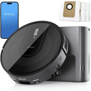 Robot Vacuum Powerful Suction: Robot Vacuum Cleaner with Self-Empty Base Storing up to 85 Days of Dust - Wi-Fi/App/Alexa Control - Robotic Vacuum Ideal for Hard Floors, Pet Hair Black