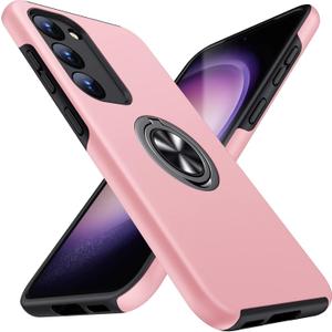 JAME for Samsung Galaxy S23 Case, Slim Soft Bumper with Ring Holder Kickstand, Shockproof Protective Cover S23 Case 6.1", Pink