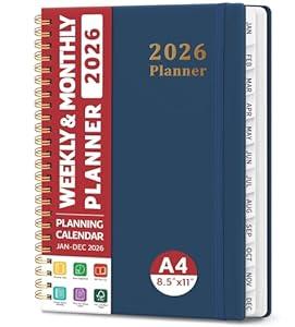 2026 Planner, Weekly and Monthly Planner, January 2026 - December 2026, Hardcover 2026 Calendar Planner Book with Tabs For Women & Men, Inner Pocket, Spiral Bound, Perfect for Office Home School Supplies - A4 (8.5" x 11"), Stargaze