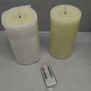 Flameless Flickering 4" x8" Real Wax Ivory Remote Candles with Candle Grease, Pack of 2 Timer LED Battery Operated Fake Warm Light Pillar Candles for Home, Banquet, Ceremony Decoration