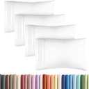Standard Pillow Cases Set of 4 - Ultra Soft Hotel Quality Pillowcase Covers - Comfy Cozy Bedding for Women, Men, Kids & Teens - Machine Washable Pillow Protectors - 4 Piece Set - Standard Size White