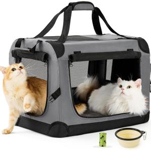Extra Large Cat Travel Carrier - Soft-Sided, Car-Ready for 2 Cats