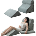 djustable Memory Foam Bed Wedge Pillow Set - Gray (4 pcs) for Orthopedic Support, Pain Relief, and Better Sleep