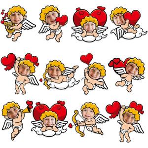 2 x 60pcs Valentine's Day Cupid Theme DIY Cutouts The Love God Hearts Bulletin Board Decoration Set DIY Love Gods Paper Cut-Outs Decor for Valentines Classroom Photo Craft Party School Wall Door Supplies