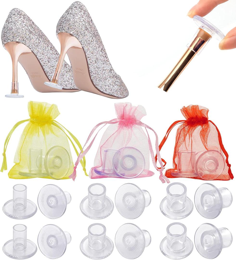 6 Pairs Heel Protectors for Grass - 3 Sizes High Heel Protectors, Clear Heel Stoppers for Grass Heel Stoppers for Walking on Grass and Uneven Floor