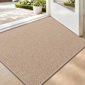 LUMI Ultra Thin Indoor Door Mat 24"x36", Entrance Doormat, Coconut Brown