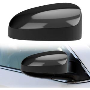 Glossy Black Right Passenger Side Mirror Cover Cap Housing Compatible With 2015 2016 2017 Toyota Camry Without Turn Signal Light Model (Black, Right)