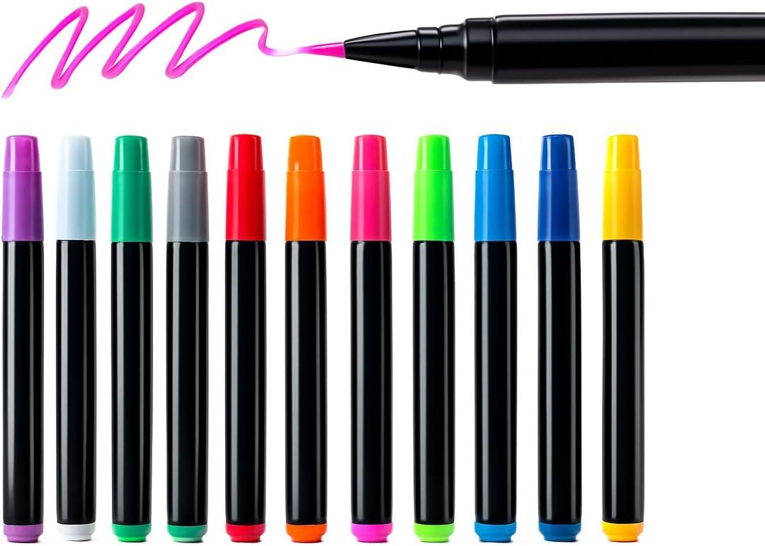 12-Color Markers for Led Note Board, Compatible with Light Up Drawing Board and Led Message Boards,Neon Erasable Markers,Wet or Dry Erase Markers Fine Tip