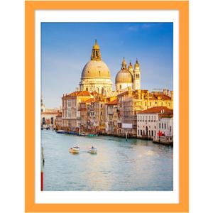 wyooxoo 12x16 Picture Frame Made of Solid Wood Orange Photo Frames Display Pictures 11x14 with Mat or 12x16 Without Mat Colorful Frame For Tabletop Display or Wall