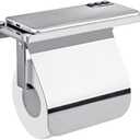 yeavs Toilet Paper Holder with Phone Shelf and Waterproof Cover, SUS 304 Stainless Steel Tissue Roll Storage Rack (Polished Chrome) Gems