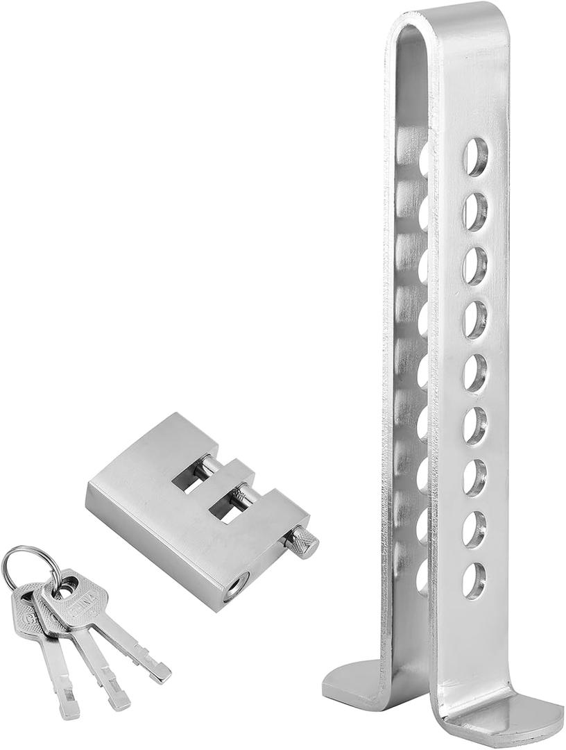 DASBET Anti-Theft Brake Clutch Lock 9 Holes Anti-Theft Device Safety Tool Stainless Steel Vehicle Brake Pedal Lock with 3 Keys Compatible for Pedals Less Than 0.54 inches/13.9mm