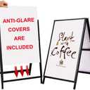 YDisplay A Frame Sidewalk Sign 24x36 inches Sandwich Board Signs Outdoor Heavy Duty Double-Sided, including 2 Anti-Glare Covers & Corrugated Boards for Business Indoor Outdoor, Black