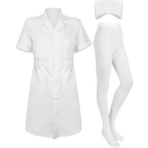 Hercicy Nurse Dress Costume Set for Women White Short Sleeve Medical Lab Coat Nurse Cap Footed Pantyhose Halloween Cosplay (3X-Large)