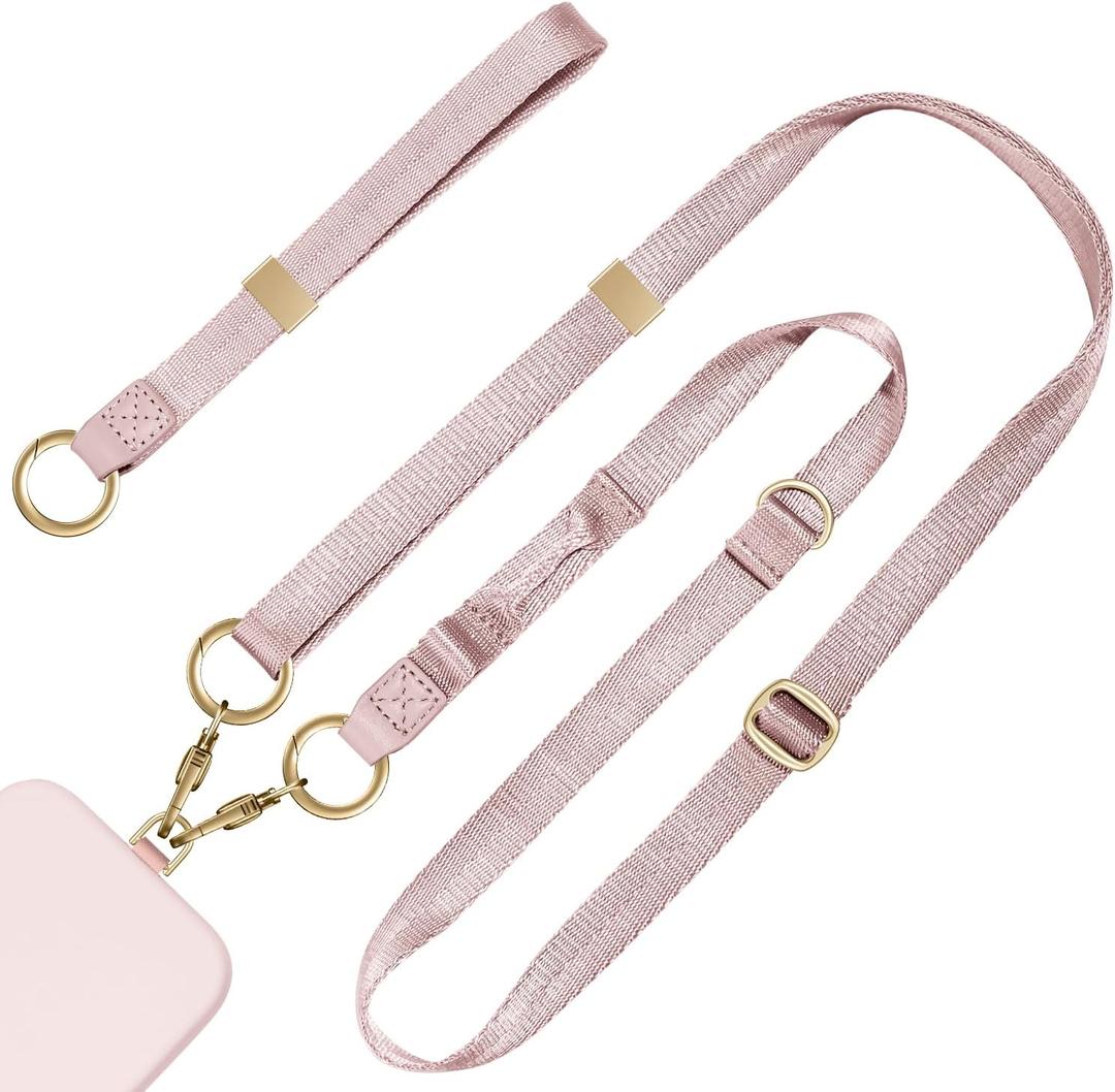 Posadina Phone Lanyard 2 in 1, Anti Theft Phone Strap Crossbody for Women, Adjustable Phone Wrist Strap