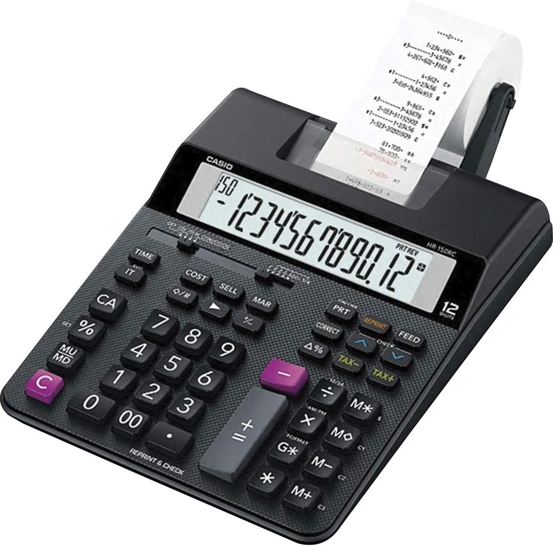 Casio HR-200RC Desktop Printing Calculator with Dual-Color Print & 150-Step Check | Cost/Sell/Margin, Tax & Calendar | New Version of HR-150TM | Ideal for Accounting & Retail