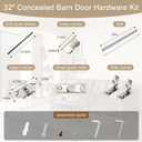 32" Concealed Sliding Barn Door Hardware Kit with Soft Close Mechanism for 24"-28" Passage Opening, Hidden Sliding Door Hardware, Floating Wall Mounted (NO Door)