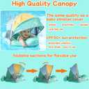 Mambobaby Float Add Tail No Flip Over Non-Inflatable Baby Swim Float Pearl Foam Solid Water Floats Smart Swim Trainer Infant Pool Float Swim Ring with Sun Canopy