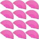 Gionforsy 12pcs Clap Fabric Folding Chinese Tai Chi Fan Set Decorative Folding Hand Fan for Festival Dance Party (Rore Red)