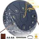 Rain Drum for Outside Garden,Steel Tongue Drum 6 Inche 11 Note Steel Drums Rain Chime,Raindrop Drum,with Soft Bag,Music Book,2 Mallets (Navy Blue)
