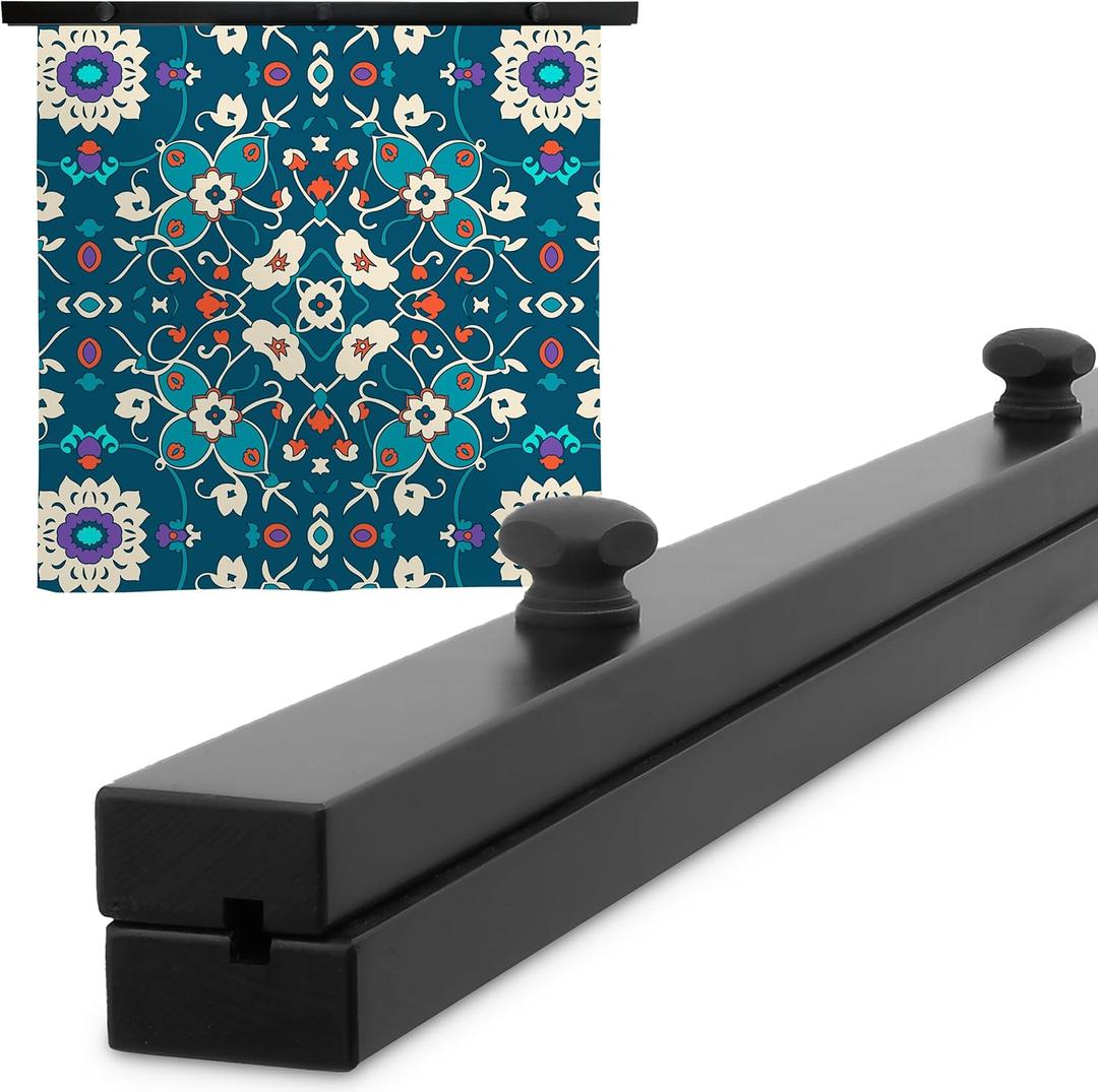 Quilt Hanger for Wall Display - Black Maple Wood Textile Hanger, for 48 Inch Tapestry, Quilt and Rugs Rack, Heavy Duty & Elegant Wall Decor