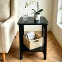 Solid Wood Small Square Side Table for Living Room, Bedroom, 15.8"W x 15.8"D x 22"H