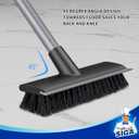 MR.SIGA Floor Scrub Brush with Long Handle, 2 in 1 Scrubber and Squeegee for Cleaning Bathroom, Patio, Garage, Wall, Tile with Stiff Bristles