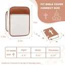Bible Cover Case for Women, Quilted Large Handle Vegan Leather Bible Bags with Bible Study Supplies Accessories Church,Classroom,Campus,Neighborhood Association (Vintage White & Brown,M/L)