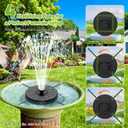 Solar Fountain with 3 Spray Height, Colorful Led Lights, 3.5W Glass Solar Bird Bath Water Fountain with 2000mAh Battery, 4 Rotating Rods and 7 Nozzles for Hummingbird Bathing, Outdoor Decor