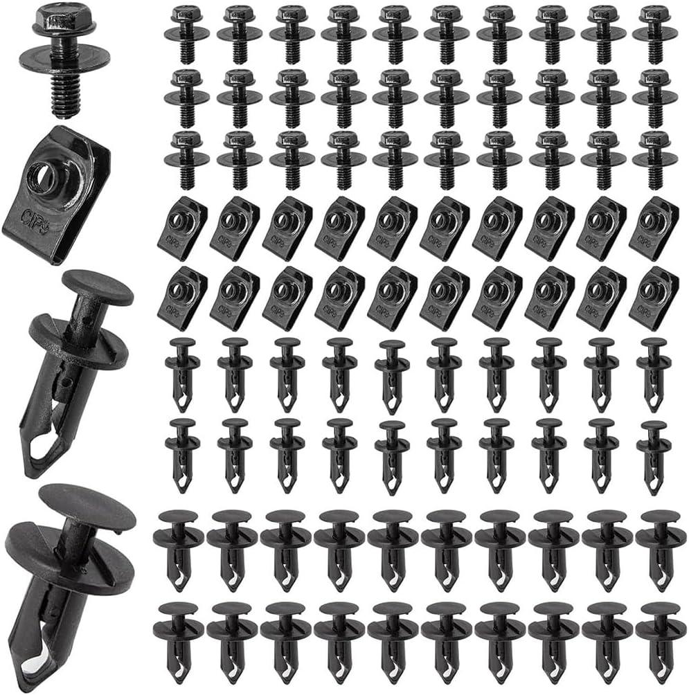 90PCS Car Engine Under Cover Splash Shield Guard Body Bolts, Vehicle Bumper Liner Push Retainer Fastener Rivet Clips, Auto Accessories Compatible with 370Z 350Z G35 FX35 EX35