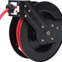MaxWorks 80720 50ft Auto Rewind Retractable Reel with 3/8" x 50' Air Hose with Brass Fittings (Black and Red)