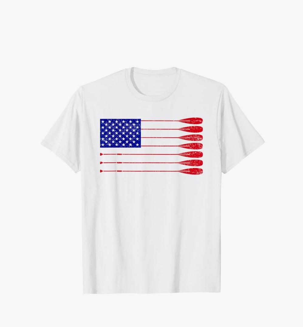 USA Flag Rowing Oars Paddle Funny Coxswain Sculling Novelty Women Men T-Shirt, White  USA Flag Rowing Oars Paddle Funny Coxswain Sculling Novelty Women Men T-Shirt, White
