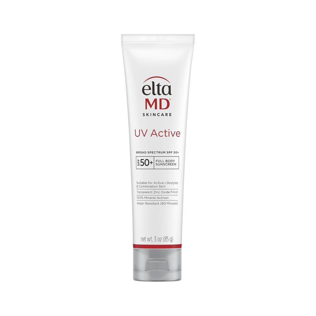 EltaMD UV Active Mineral Sunscreen with Zinc Oxide, SPF 50+, Water Resistant Sunscreen Up to 80 Minutes, 3.0 oz Tube