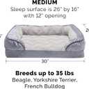 Furhaven Cooling Gel Dog Bed for Medium/Small Dogs w/ Removable Bolsters & Washable Cover, For Dogs Up to 35 lbs - Plush & Velvet Waves Perfect Comfort Sofa - Granite Gray, Medium