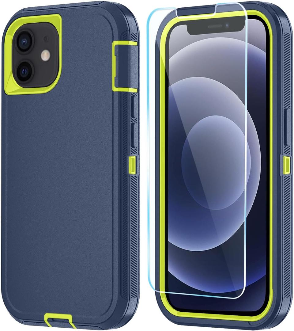 Phone Case for iPhone 12 Mini Case/iPhone 13 Mini Case with HD Screen Protector, Heavy Duty Shockproof & Dropproof 3-Layer Cover Phone Case for iPhone 12 Mini/13 Mini (Dark Bluegreen)