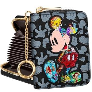 Toyuma Credit Card Holder Wallet – Cute RFID Leather Accordion Purse for Teen Girls Women Kids Small Aesthetic Cartoon Print Wallet with Zipper, Colorful Miqi
