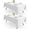 Pureegg Rectangle Table Cloth 60" x 102" – Durable Polyester Tablecloth Offers Reusable & Washable Protection, Ideal for Outdoor Party, Picnic, Wedding, Banquet and Birthday, 2 Pack, White