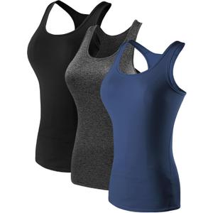 NELEUS Women's 3 Pack Compression Athletic Tank Top for Yoga Running,Black,Grey,Blue,M