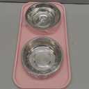 Cat Food Bowls, Cat Bowls Non-Skid and Non-Spill Silicone Pads with PP Stand, Removable Stainless Steel Food and Water Dishes for Cats, Small Size Dogs (Pink)