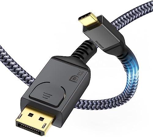 Maxonar Upgraded USB C to DisplayPort 1.4 8K Cable with Latches 6.6FT, Thunderbolt 4/3 /USB4 to DP Support 8K 60Hz / 4K 144Hz 32.4Gbps HBR3 Alt Mode Adapter for Mac Studio, MacBook Pro, XPS Grey Maxonar Upgraded USB C to DisplayPort 1.4 8K Cable with Latches 6.6FT, Thunderbolt 4/3 /USB4 to DP Support 8K 60Hz / 4K 144Hz 32.4Gbps HBR3 Alt Mode Adapter for Mac Studio, MacBook Pro, XPS Grey