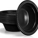 60 Pack 12oz Black Disposable Plastic Bowls Dessert, Ice Cream, Salad, Soup Serving Cups for Party, Picnic, Food Snacks (Black)