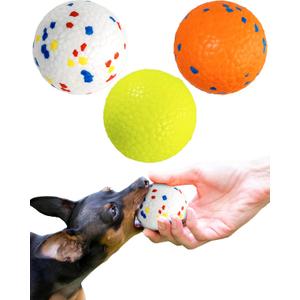 ALPI Chomp Ball - Durable Chew Toys for Dogs & Other Pets - Stimulating Dog Toys for Aggressive Chewers - Soft Dog Chews - 3-Pack, Assorted