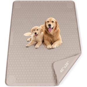 Pee Pads for Dogs, 40" x 28" Extra Large Reusable Dog Silicone Mat for Floor Protector, Washable Non-Slip Dog Training Pads for Potty Training (Khaki)
