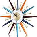 FIELDY Large Wall Clock 22 Inch Mid Century Wall Clocks Starburst Clock Non Ticking Battery Operated 3D Wall Clocks Home Décor for Living Room, Kitchen, Dining Room, Bedroom