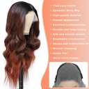 Ombre Copper 350 Synthetic Lace Front Wig 13x6 HD Lace Black to Reddish Brown Long Wavy Wig For Black Women Auburn Wigs Glueless Pre Plucked Natural Hairline