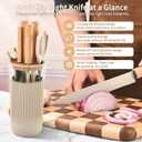 Knife Set, 7-Piece Kitchen Knife Set with Sharp Chef and Meat Knives, Anti-Rust Utility Knives Set for Kitchen, Kitchen Knife Block Set Khaki