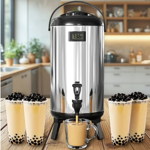 3.2 gallon stainless steel insulated beverage machine, hot and cold dual function + visual temperature, with faucet design, suitable for coffee/tea/juice/milk, catering party commercial use (1 pack)