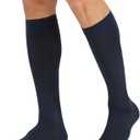 TOFLY 20-30mmHg Open Toe Compression Socks for Women & Men Portable Compression Stockings for Varicose Veins, Edema, Shin Splints, Nurses & Pregnant Relief Travel, Navy Blue M